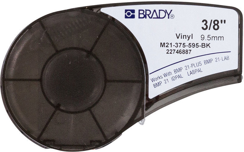 M21-375-595-BK Brady BMP21 White on Black Vinyl Label Tape - Labelzone