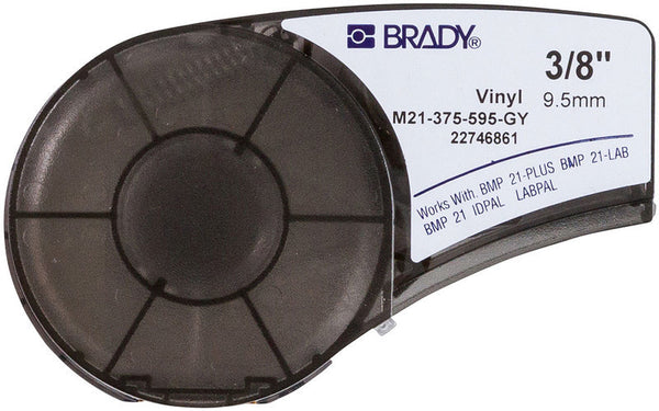 M21-375-595-GY Brady BMP21 Black On Grey Vinyl Label Tape - Labelzone