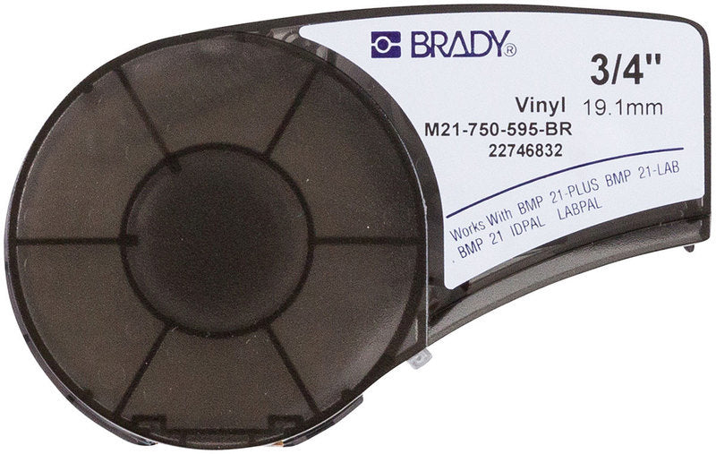 M21-750-595-BR Brady BMP21 White on Brown Vinyl Label Tape - Labelzone