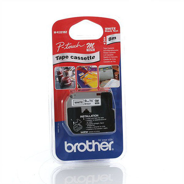 Brother MK-221BZ - 9mm Black on White Brother M Tape - Labelzone