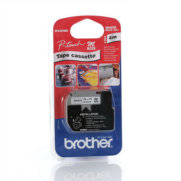 Brother MK-221SBZ - 9mm Black on White Brother M Tape (4m long) - Labelzone