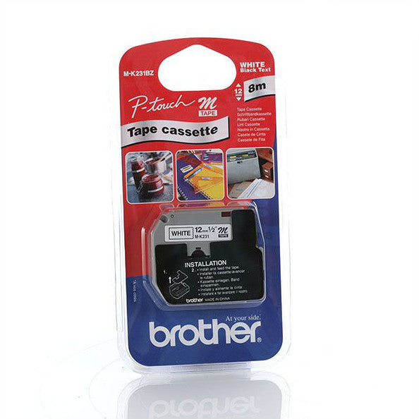 Brother MK-231BZ - 12mm Black on White Brother M Tape - Labelzone