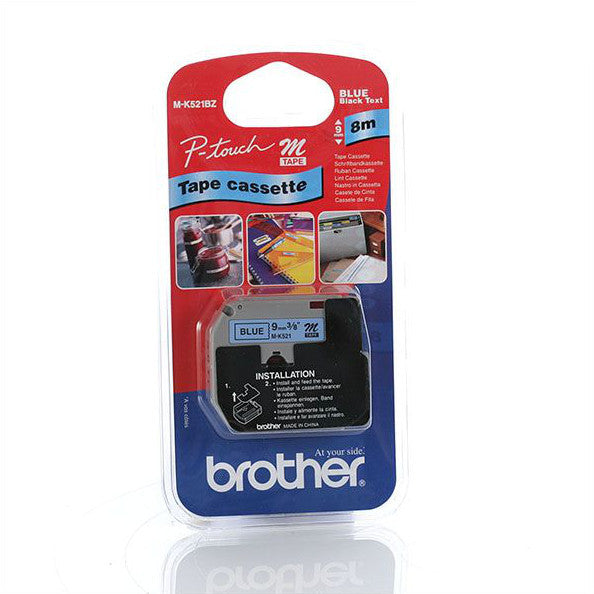 Brother MK-521BZ - 9mm Black on Blue Brother M Tape - Labelzone