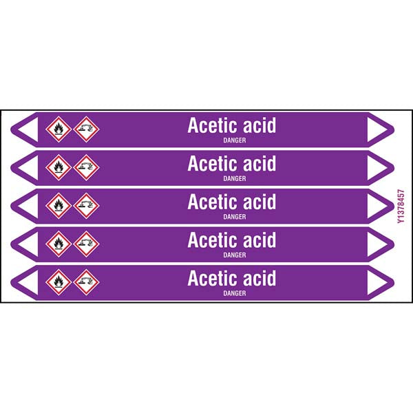 N006995 Brady White on Violet Acetic acid Clp Pipe Marker On Card
