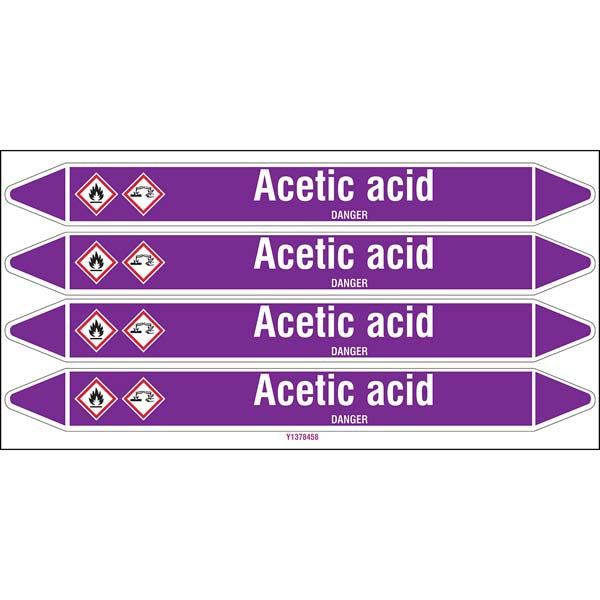 N006994 Brady White on Violet Acetic acid Clp Pipe Marker On Card