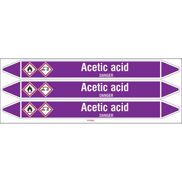 N006995 Brady White on Violet Acetic acid Clp Pipe Marker On Card