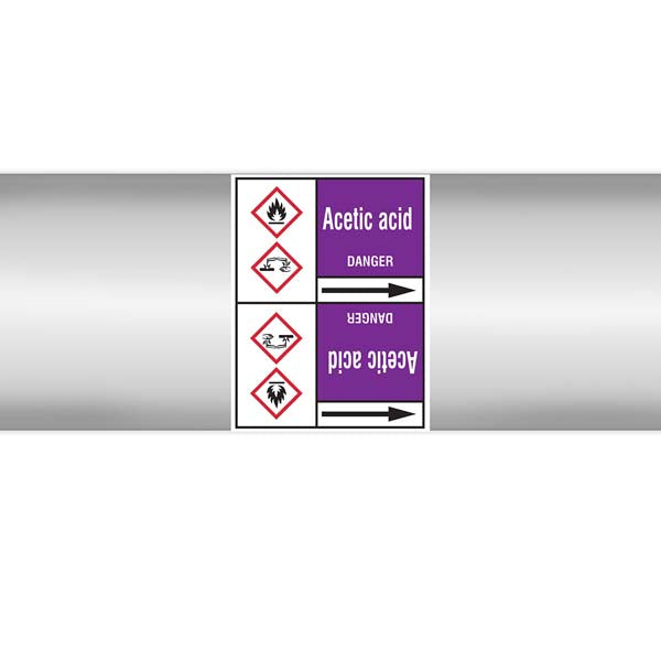 N007003 Brady White on Violet Acetic acid Clp Pipe Marker On Roll