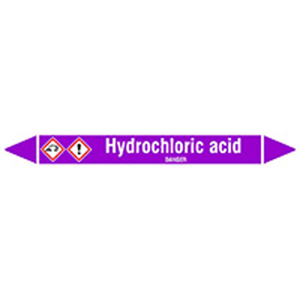 N007006 Brady White on Violet Hydrochloric acid Clp Pipe Marker On Card