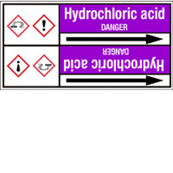 N007008 Brady White on Violet Hydrochloric acid Clp Pipe Marker On Roll