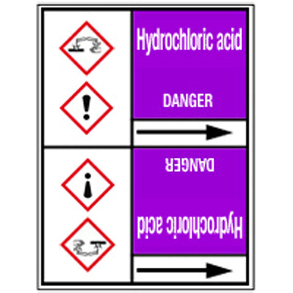 N007009 Brady White on Violet Hydrochloric acid Clp Pipe Marker On Roll