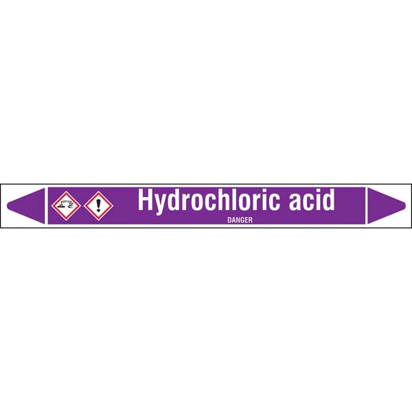 N007011 Brady White on Violet Hydrochloric acid Clp Pipe Marker On Roll