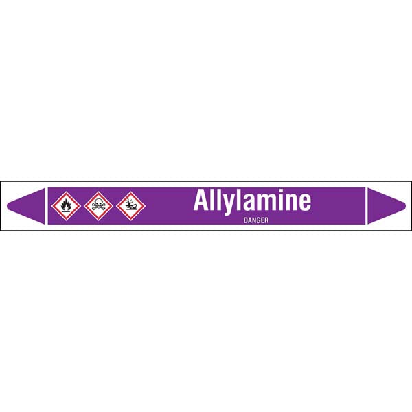 N007098 Brady White on Violet Allylamine Clp Pipe Marker On Roll