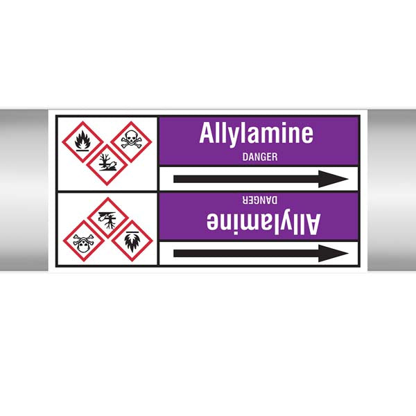N007099 Brady White on Violet Allylamine Clp Pipe Marker On Roll