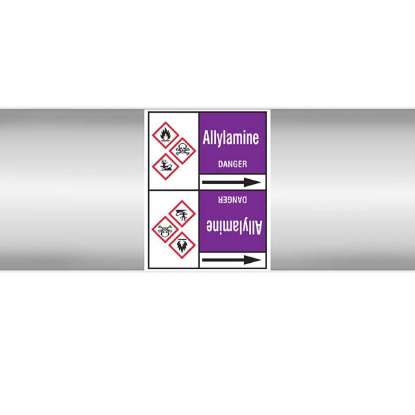 N007100 Brady White on Violet Allylamine Clp Pipe Marker On Roll