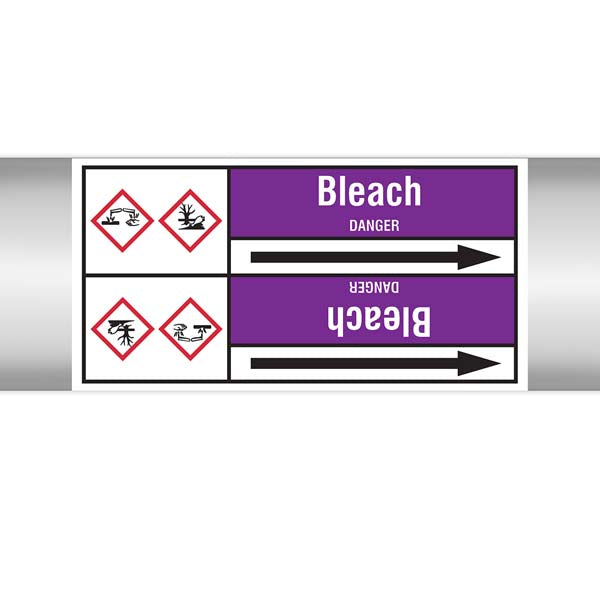 N007150 Brady White on Violet Bleach Clp Pipe Marker On Roll