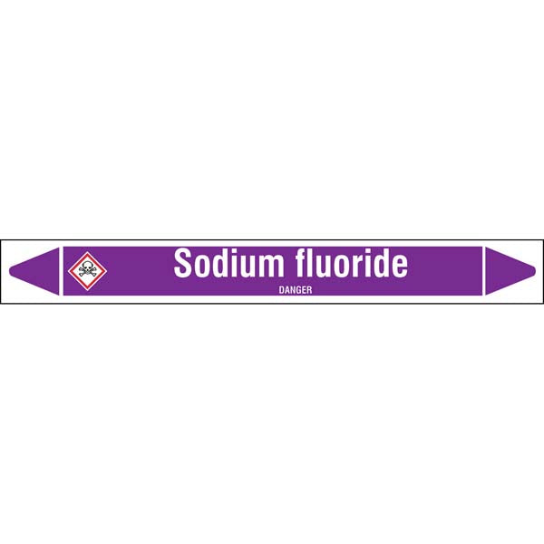 N007158 Brady White on Violet Sodium fluoride Clp Pipe Marker On Roll