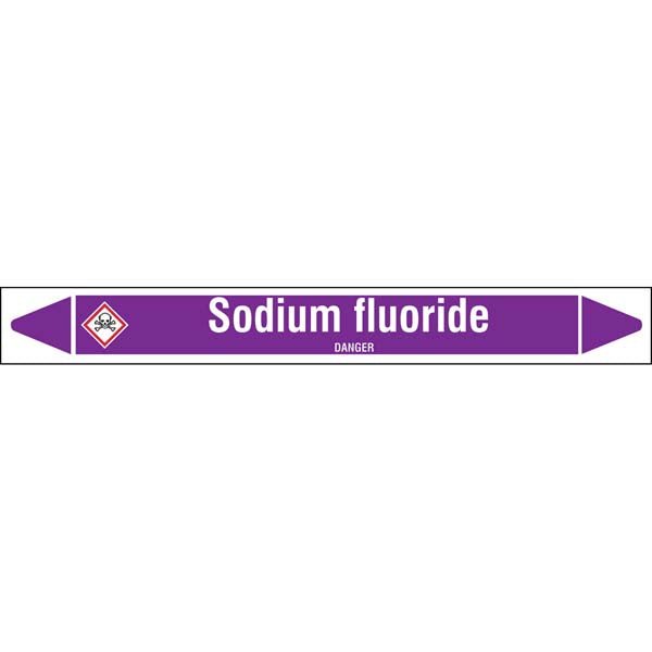 N007159 Brady White on Violet Sodium fluoride Clp Pipe Marker On Roll