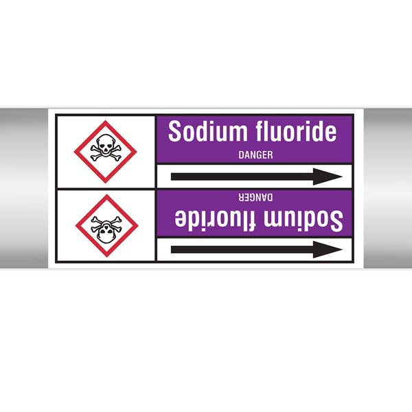 N007161 Brady White on Violet Sodium fluoride Clp Pipe Marker On Roll