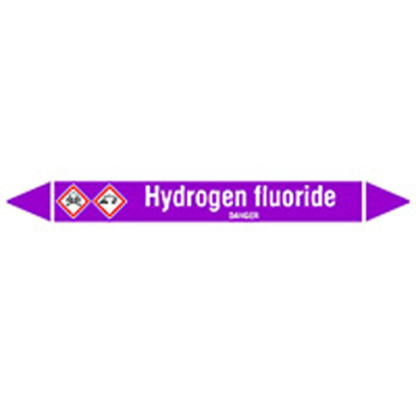 N007166 Brady White on Violet Hydrogen fluoride Clp Pipe Marker On Card