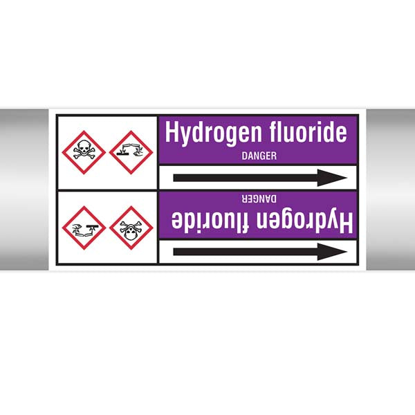 N007172 Brady White on Violet Hydrogen fluoride Clp Pipe Marker On Roll