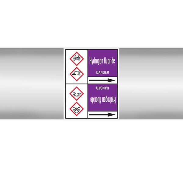 N007173 Brady White on Violet Hydrogen fluoride Clp Pipe Marker On Roll