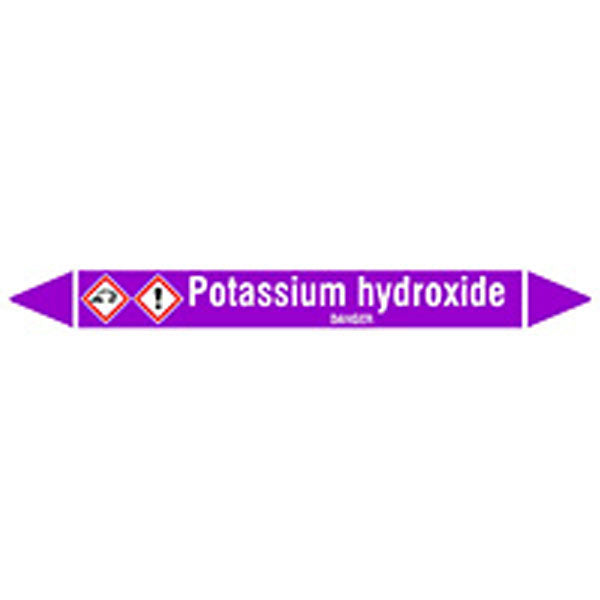N007196 Brady White on Violet Potassium hydroxide Clp Pipe Marker On Card