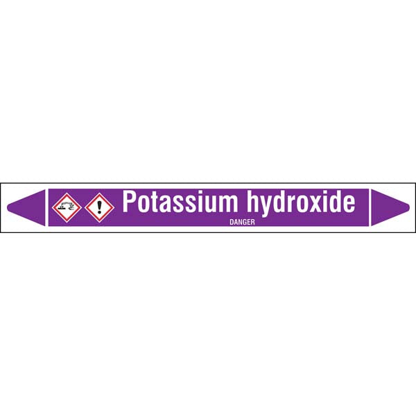 N007202 Brady White on Violet Potassium hydroxide Clp Pipe Marker On Roll