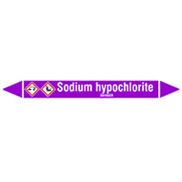 N007208 Brady White on Violet Sodium hypochlorite Clp Pipe Marker On Card