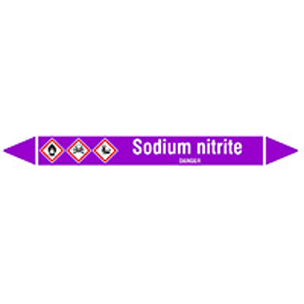 N007239 Brady White on Violet Sodium nitrite Clp Pipe Marker On Card