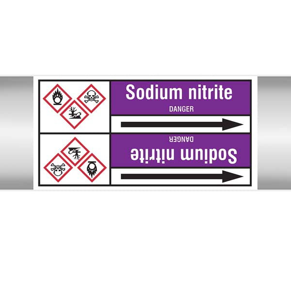 N007245 Brady White on Violet Sodium nitrite Clp Pipe Marker On Roll