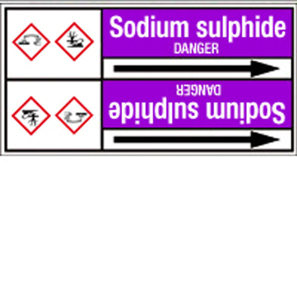 N007284 Brady White on Violet Sodium sulphide Clp Pipe Marker On Roll