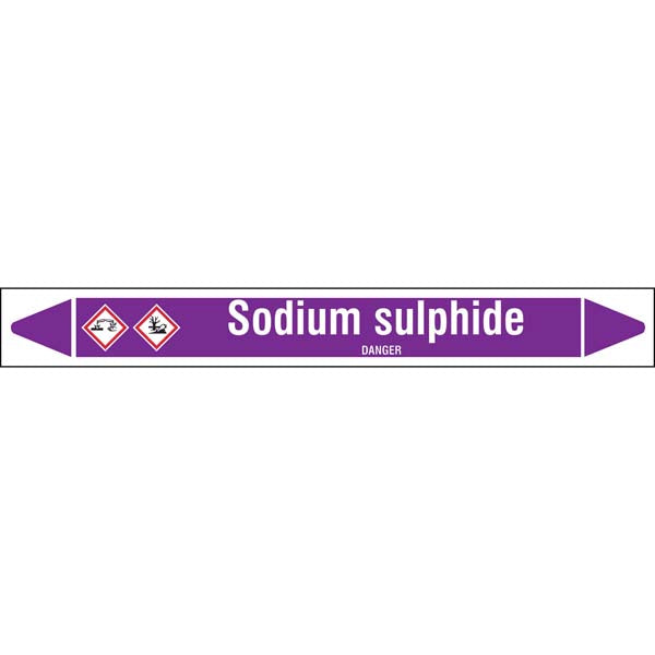 N007287 Brady White on Violet Sodium sulphide Clp Pipe Marker On Roll