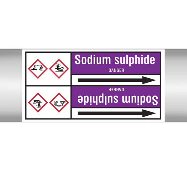 N007289 Brady White on Violet Sodium sulphide Clp Pipe Marker On Roll