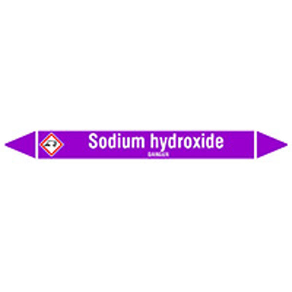 N007294 Brady White on Violet Sodium hydroxide Clp Pipe Marker On Card