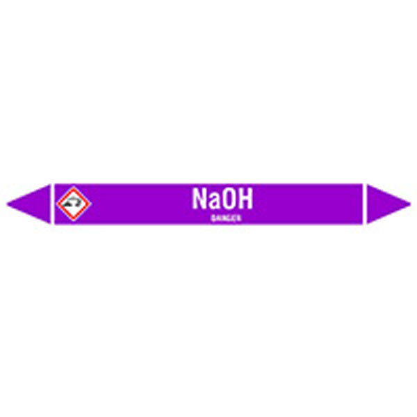 N007304 Brady White on Violet NaOH Clp Pipe Marker On Card