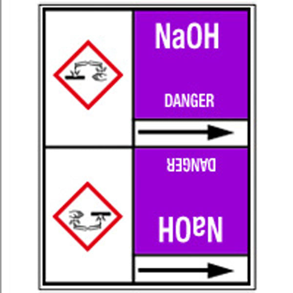 N007307 Brady White on Violet NaOH Clp Pipe Marker On Roll
