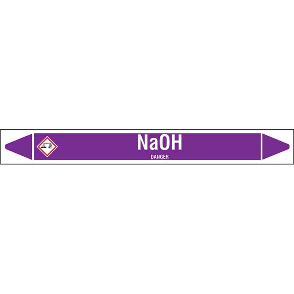 N007308 Brady White on Violet NaOH Clp Pipe Marker On Roll