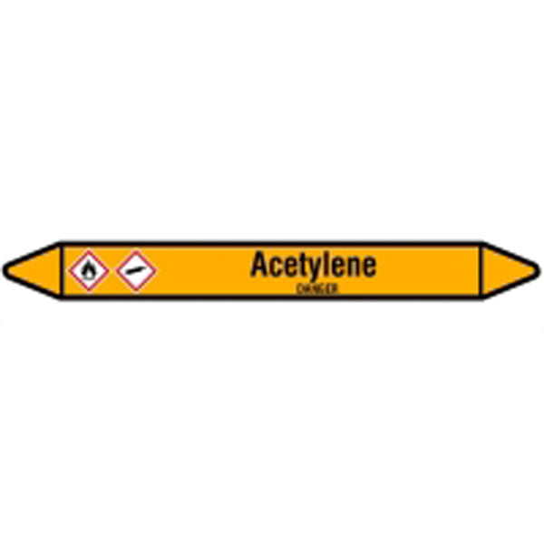 N007313 Brady Black on Yellow Acetylene Clp Pipe Marker On Card