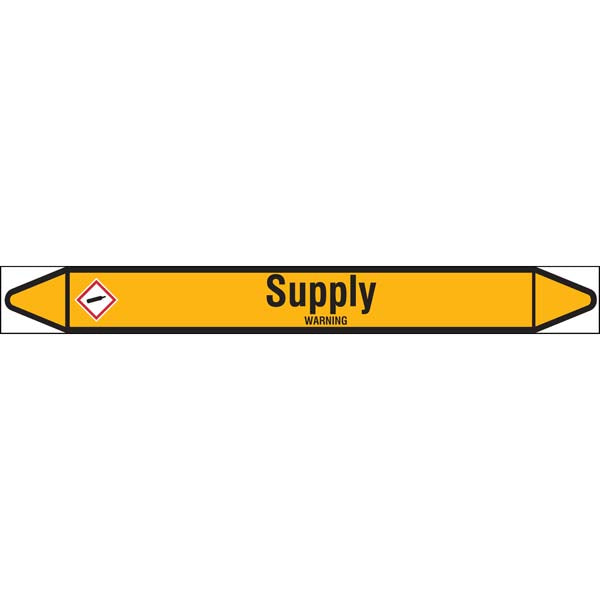 N007329 Brady Black on Yellow Supply Clp Pipe Marker On Roll