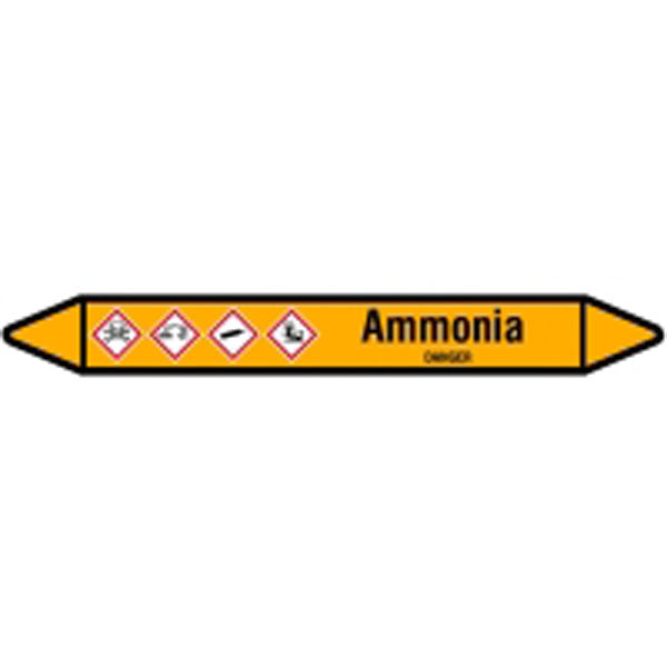 N007333 Brady Black on Yellow Ammonia Clp Pipe Marker On Card