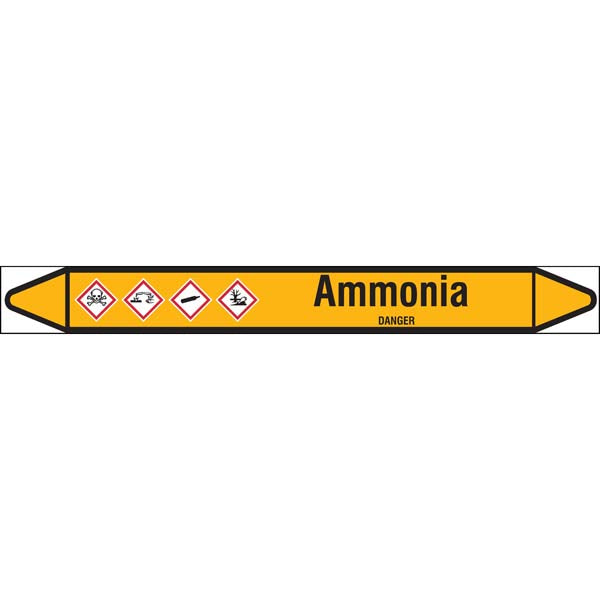 N007341 Brady Black on Yellow Ammonia Clp Pipe Marker On Roll