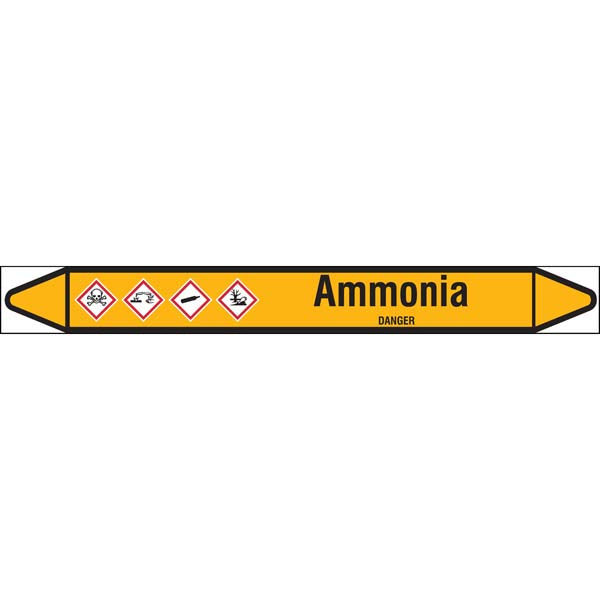 N007339 Brady Black on Yellow Ammonia Clp Pipe Marker On Roll