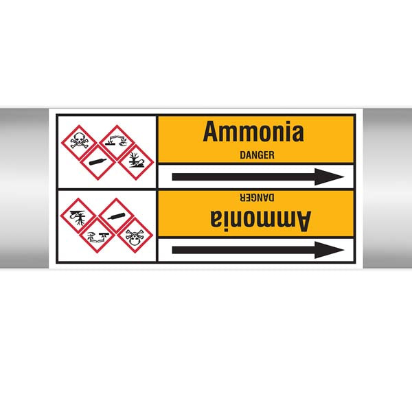 N007342 Brady Black on Yellow Ammonia Clp Pipe Marker On Roll