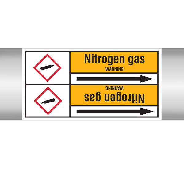N007369 Brady Black on Yellow Nitrogen gas Clp Pipe Marker On Roll