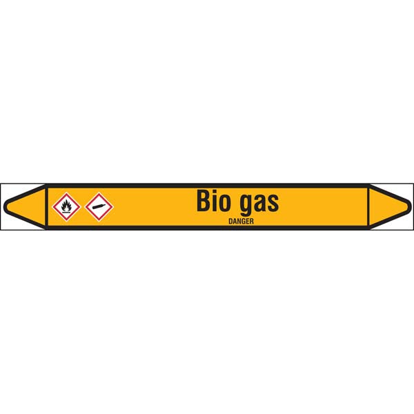 N007375 Brady Black on Yellow Bio gas Clp Pipe Marker On Roll