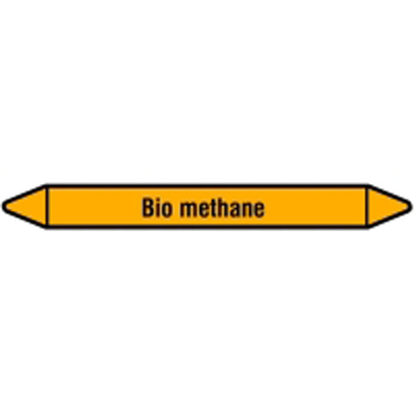 N007380 Brady Black on Yellow Bio methane Clp Pipe Marker On Card
