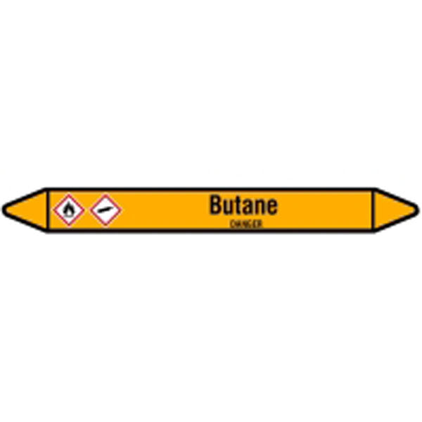 N007391 Brady Black on Yellow Butane Clp Pipe Marker On Card