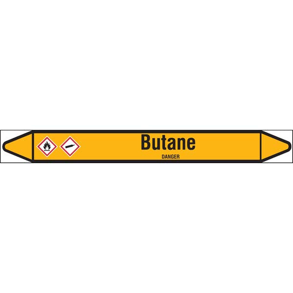 N007396 Brady Black on Yellow Butane Clp Pipe Marker On Roll