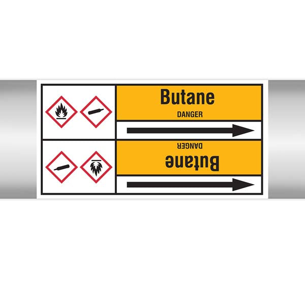 N007398 Brady Black on Yellow Butane Clp Pipe Marker On Roll