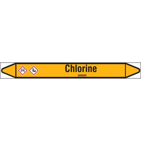 N007419 Brady Black on Yellow Chlorine Clp Pipe Marker On Roll
